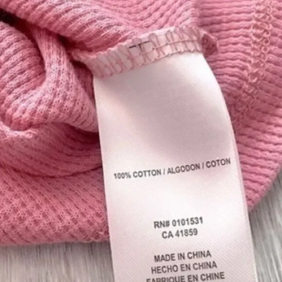 Women's 1X NWT Plus Size Care Bears Pink Waffle Knit 100% Cotton Top New - Picture 4 of 4